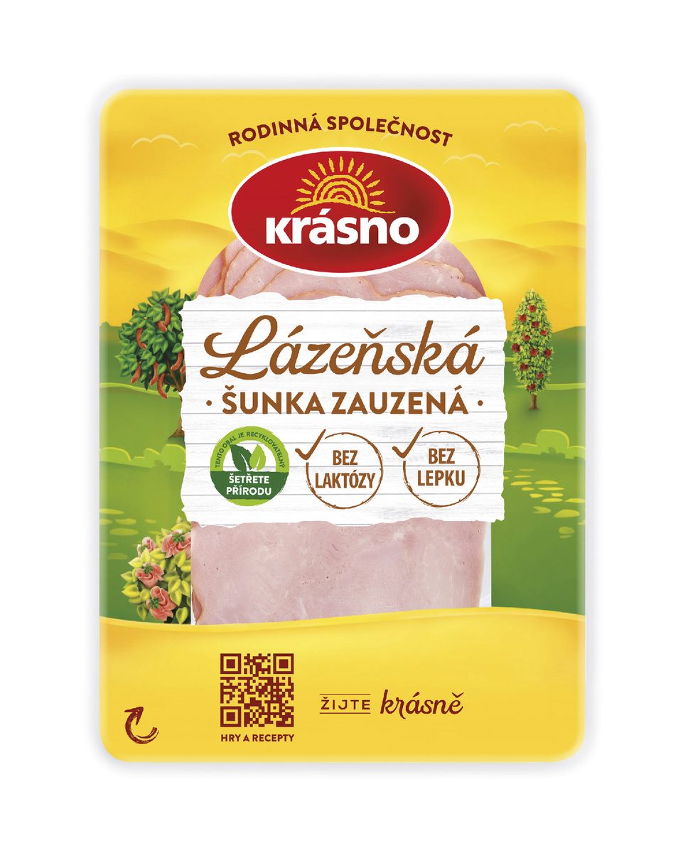 KRÁSNO Kúpelná šunka zaúdená plátky chlad. 100 g