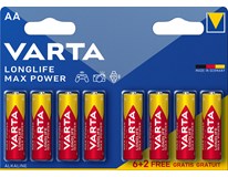 Batérie Longlife Max Power AA Varta 6+2 ks