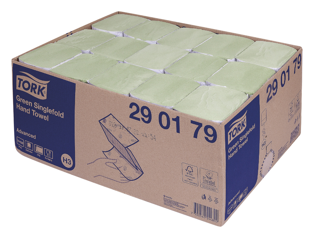 TORK Utierky papierové zelené 2 vrstvové ZZ 15x250 ks