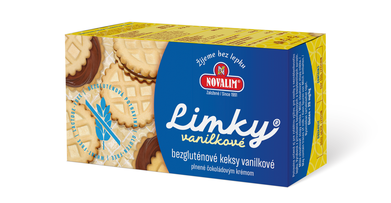 NOVALIM Limky Keksy vanilkové plnené čokoládovým krémom bezgluténové 150 g