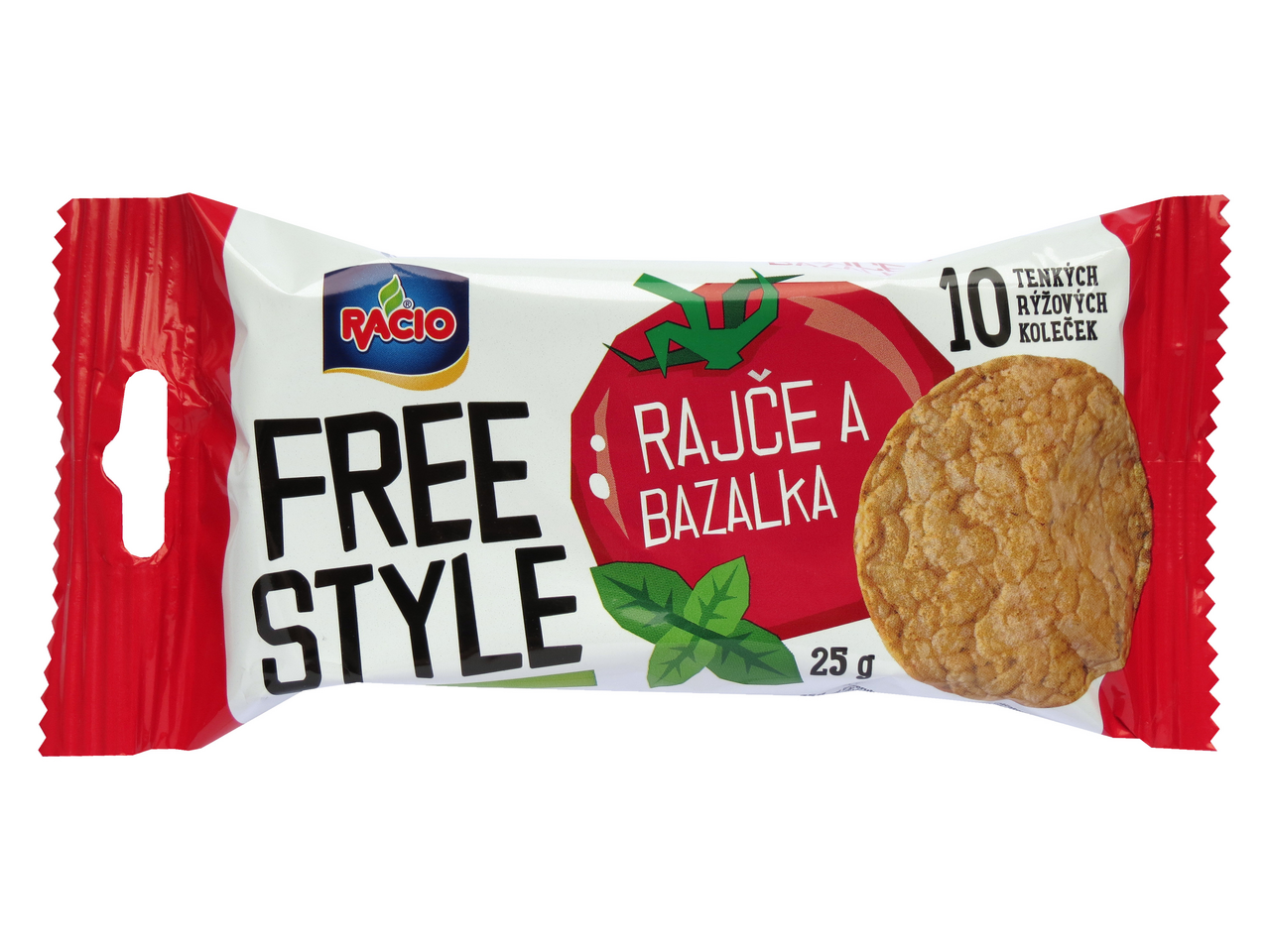 RACIO Free Style ryžové kolieska rajčina a bazalka 25 g