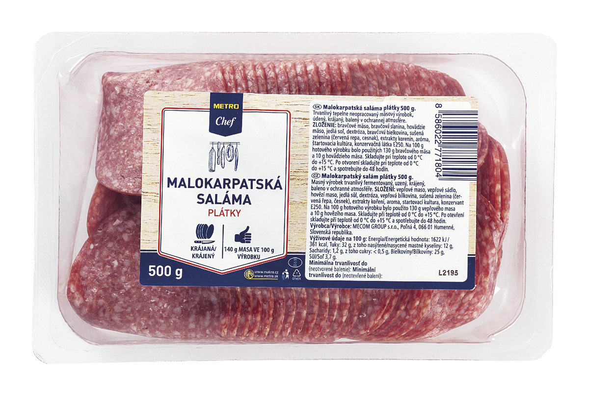METRO Chef Malokarpatská saláma plátky ochr.atmosféra chlad. 500 g
