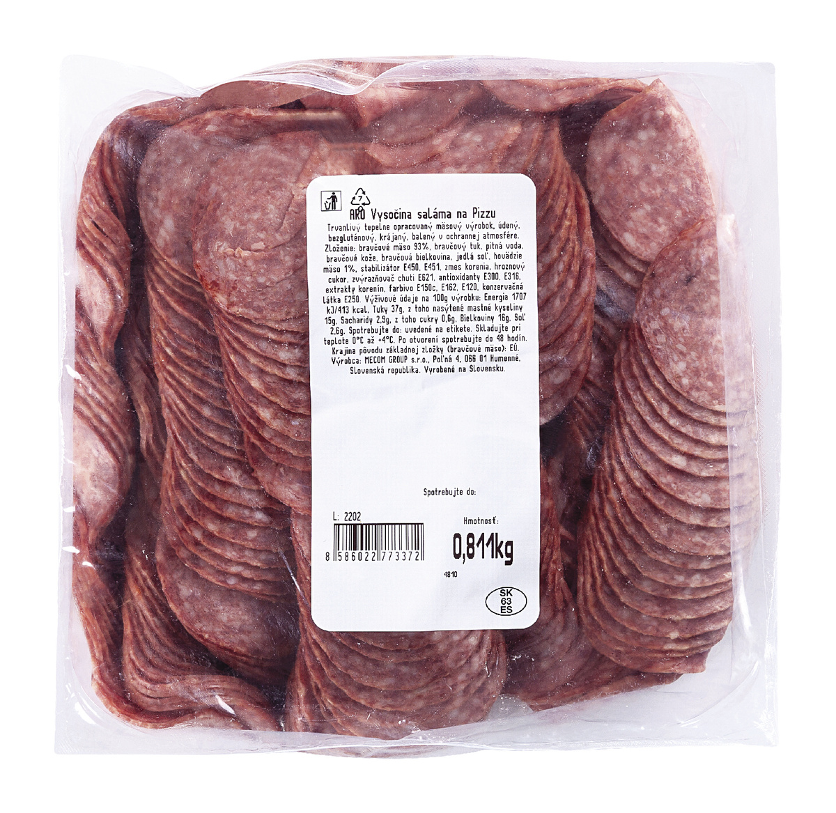 aro Vysočina saláma plátky ochr. atmosféra chlad. 800 g