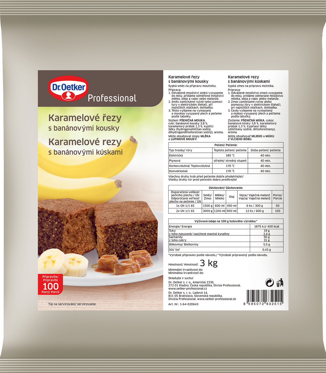 Dr. Oetker Karamelové rezy s banánom 3 kg