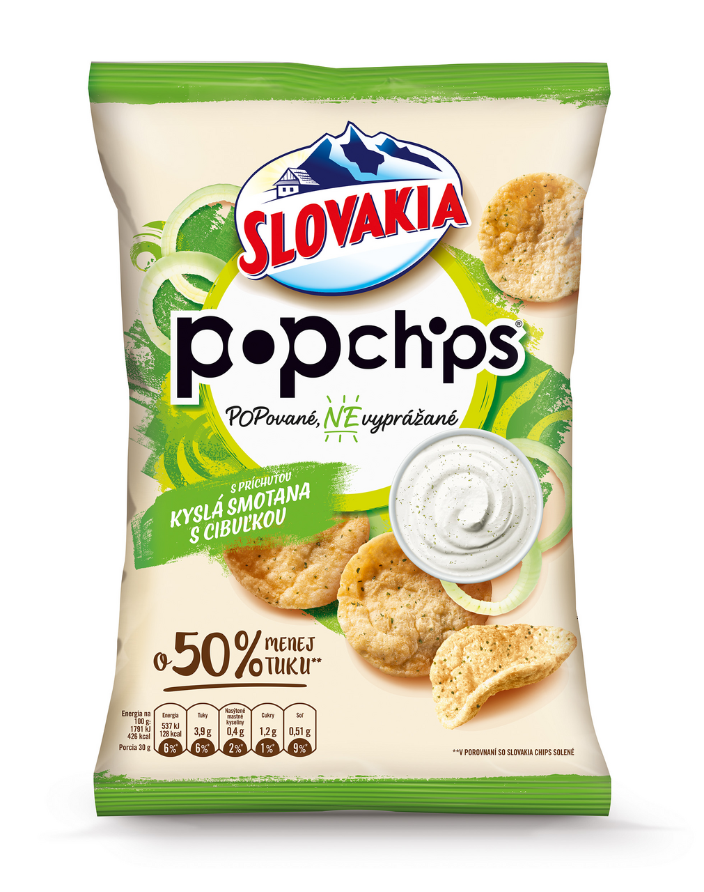 SLOVAKIA Popchips kyslá smotana s cibuľkou 65 g