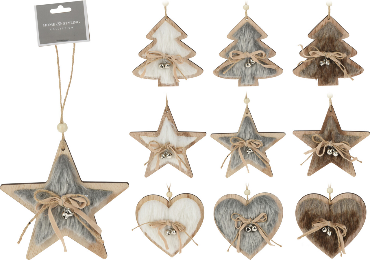 Dekorácia závesná s kožušinou 9cm 1 ks