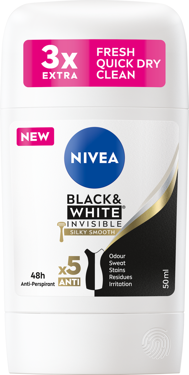 NIVEA Black & White Silky Smooth tuhý antiperspirant 50 ml