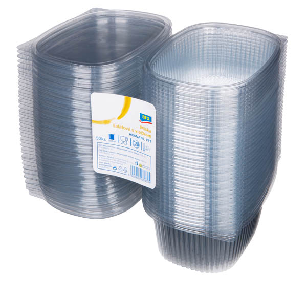 aro Miska na šalát s viečkom 1000 ml r-PET 50 ks