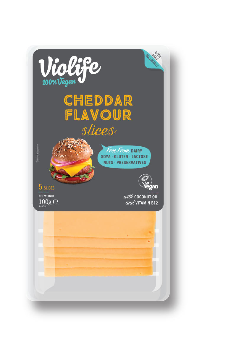 Violife Cheddar plátky rastlinná alternatíva syra vegan chlad. 100 g