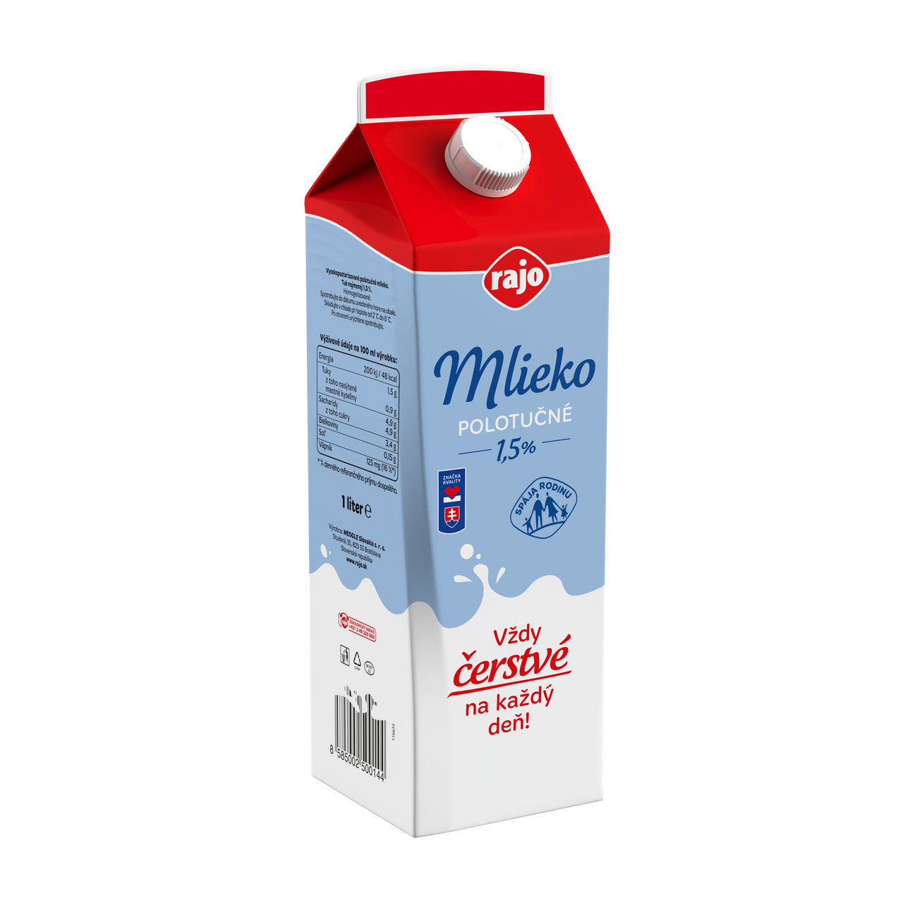 rajo Mlieko čerstvé 1,5 % chlad. 1 l