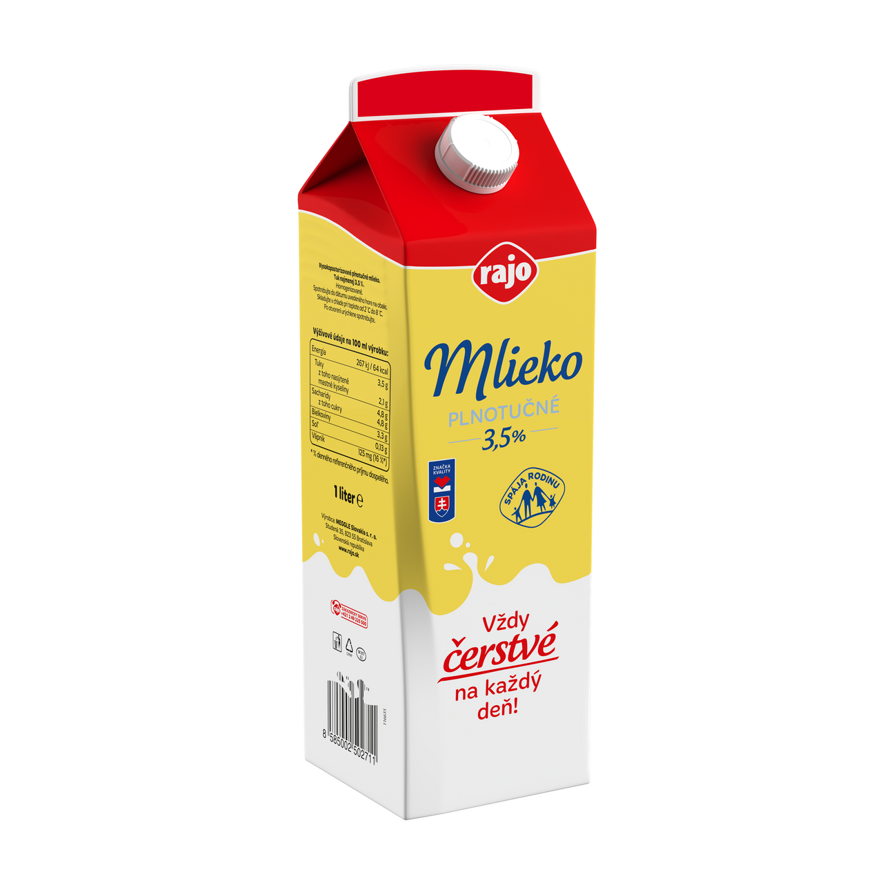 rajo Mlieko čerstvé 3,5% chlad. 8 x 1 l