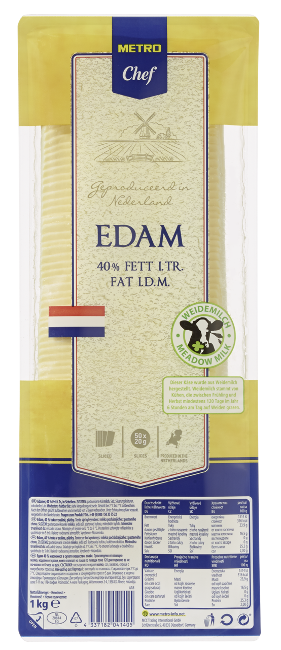 METRO Chef Edam plátky chlad. 1 kg