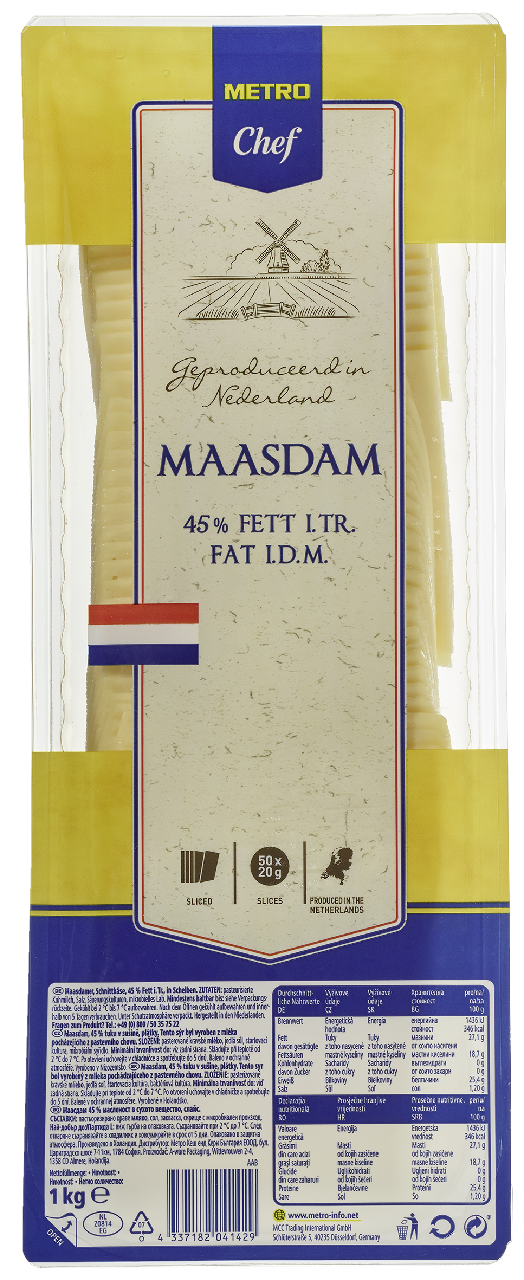 METRO Chef Maasdam syr plátky chlad. 1 kg