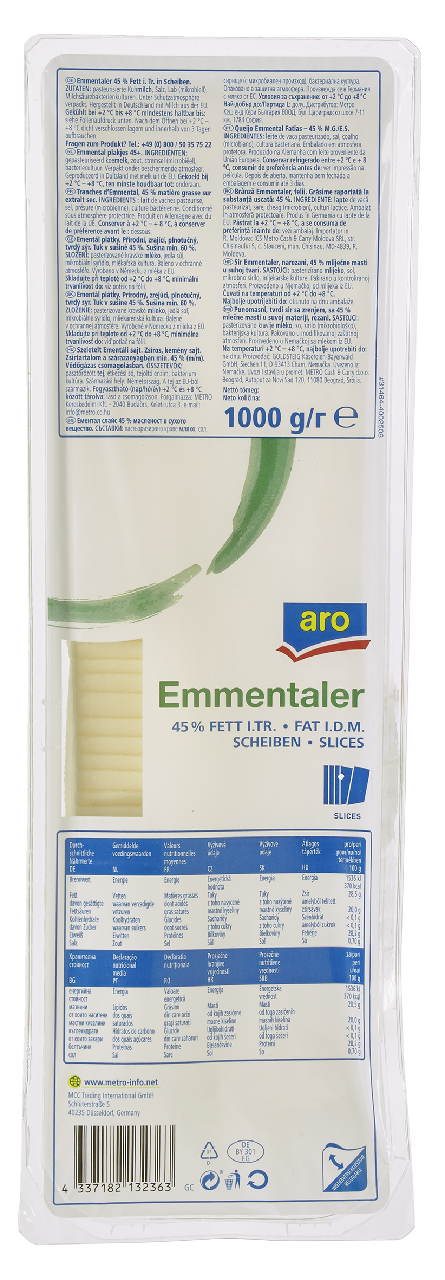 aro Emmentaler plátky chlad. 1 kg