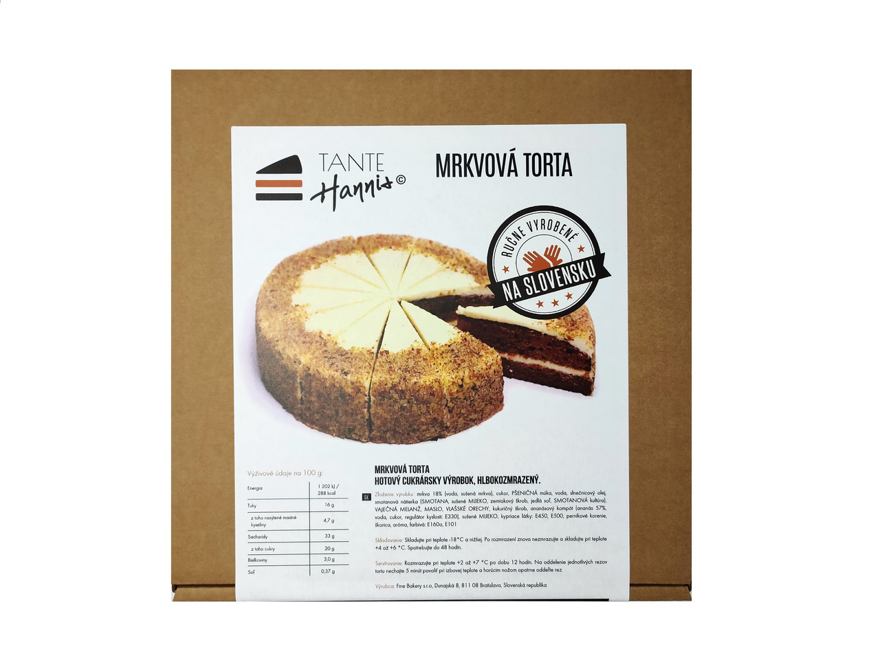 TANTE Hannis Mrkvová torta porcie mraz. 1,3 kg