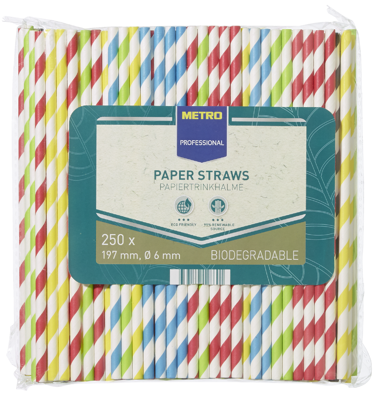 METRO PROFESSIONAL Slamky papierové 197 x 6 mm 250 ks