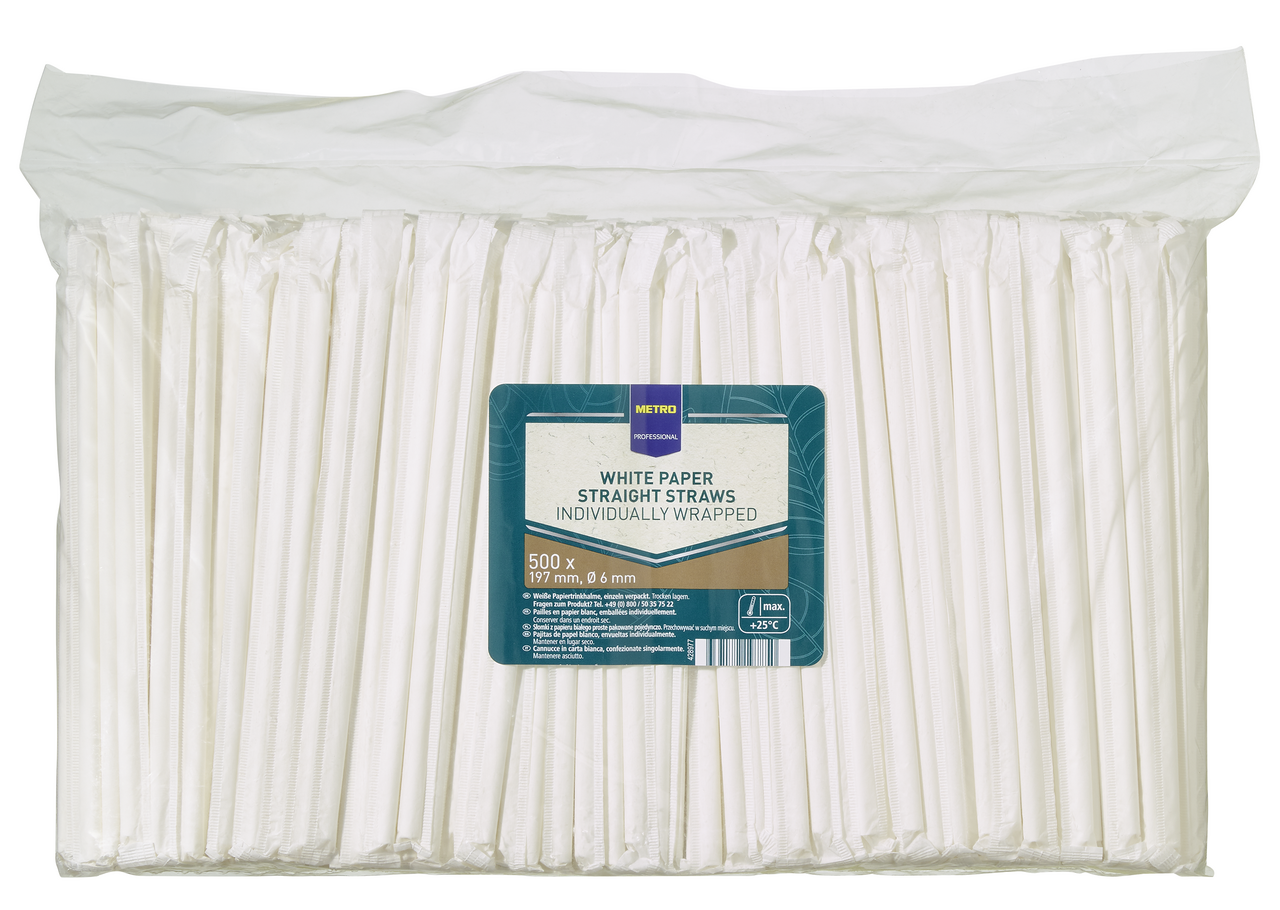 METRO PROFESSIONAL Slamky papierové balené 197 x 6 mm 500 ks