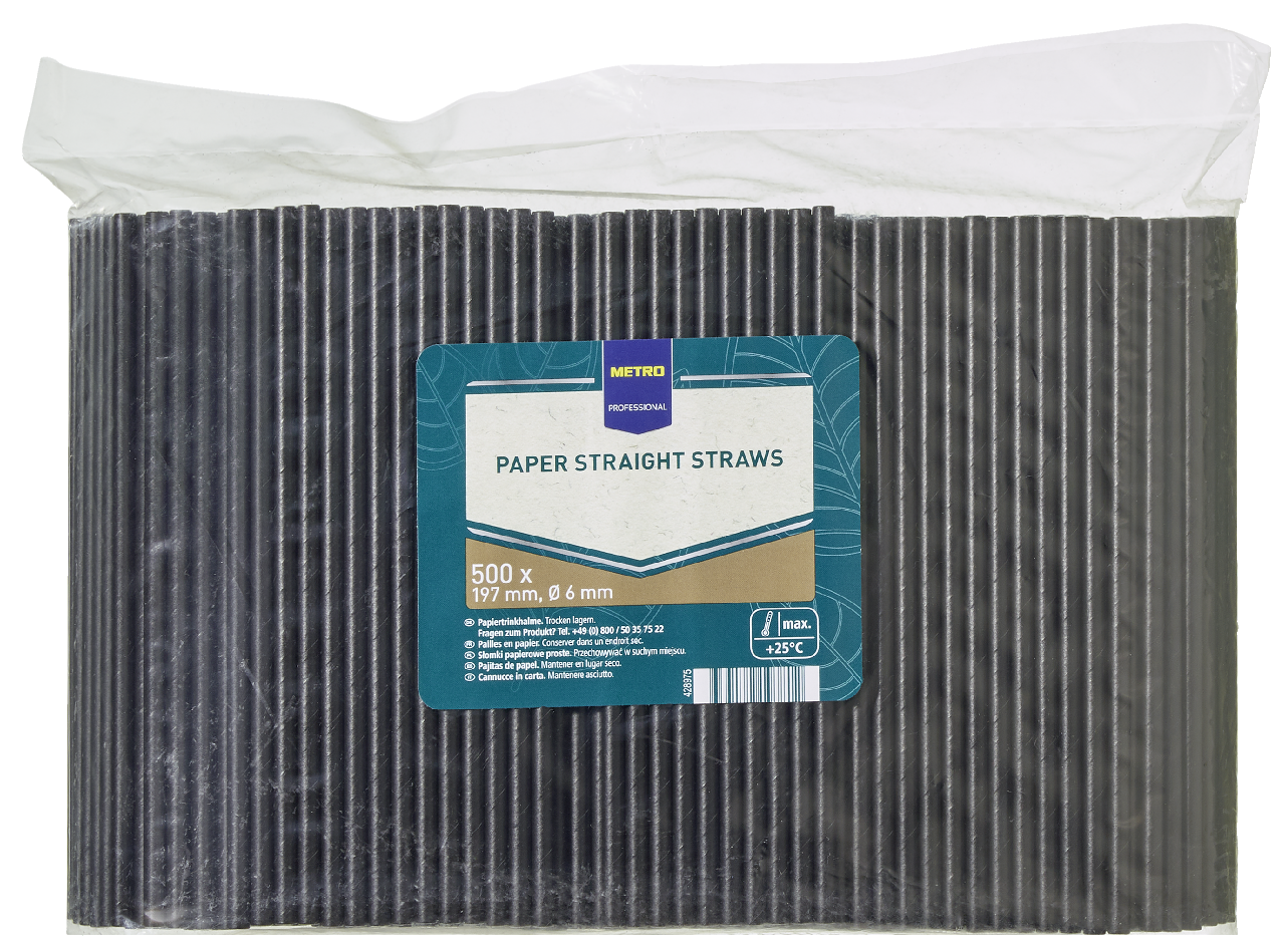 METRO PROFESSIONAL Slamky 197 x 6 mm čierne 500 ks