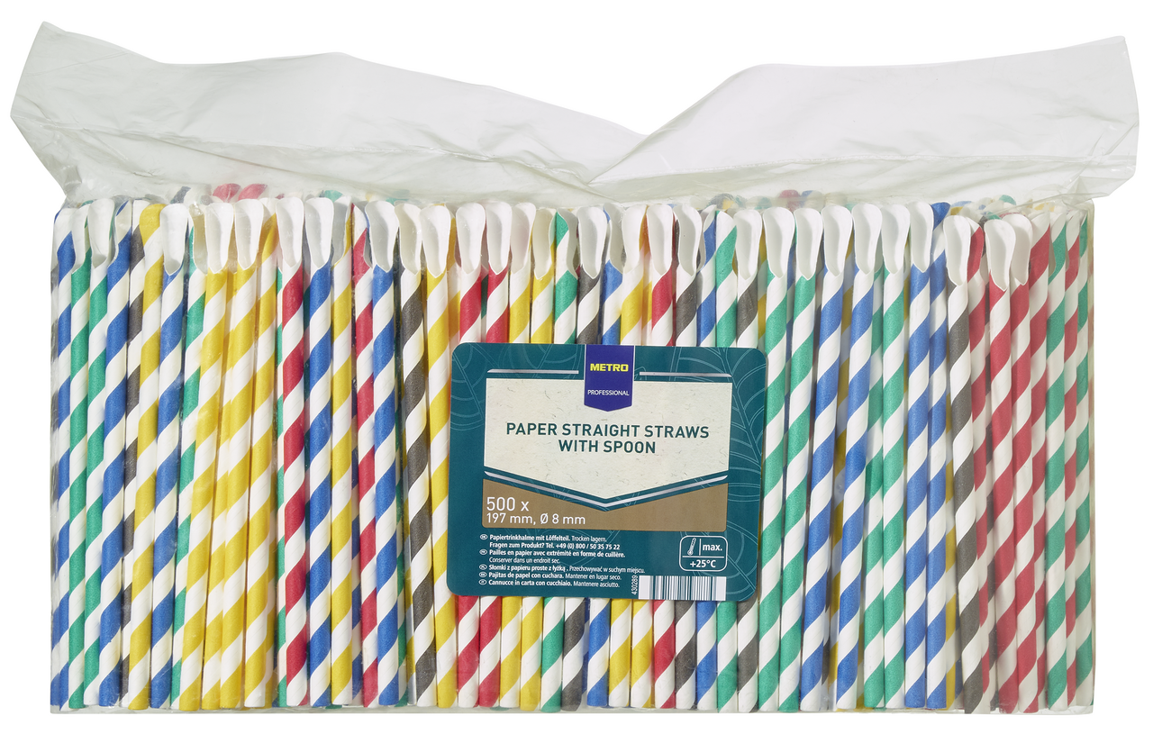 METRO PROFESSIONAL Slamky papierové 197 x 8 mm farebné 500 ks