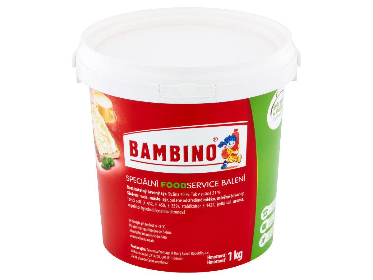 BAMBINO tavený syr tuk v sušine 51 % chlad. 1 kg vedierko