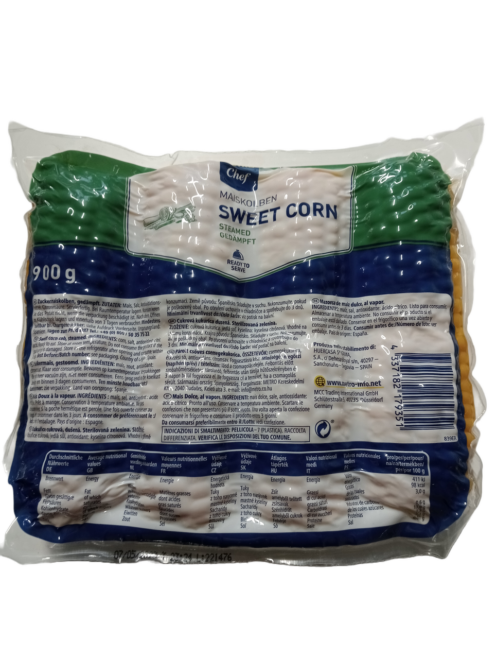 METRO Chef Kukurica sladká predvarená chlad. 900 g