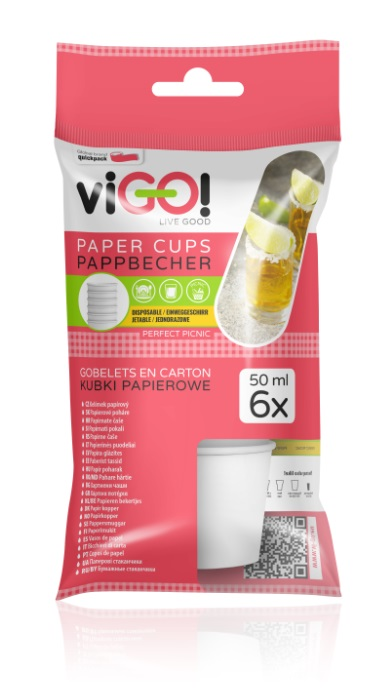 viGO! Pohár papierový 50 ml biely 6 ks