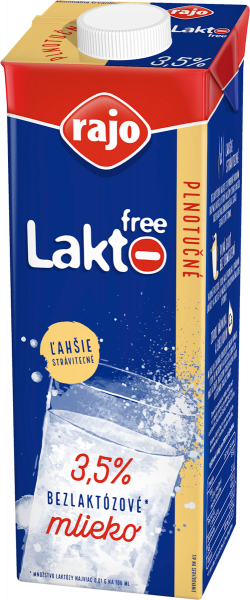 rajo Mlieko Lakto free bezlaktózové UHT 3,5 % chlad. 12 x 1 l