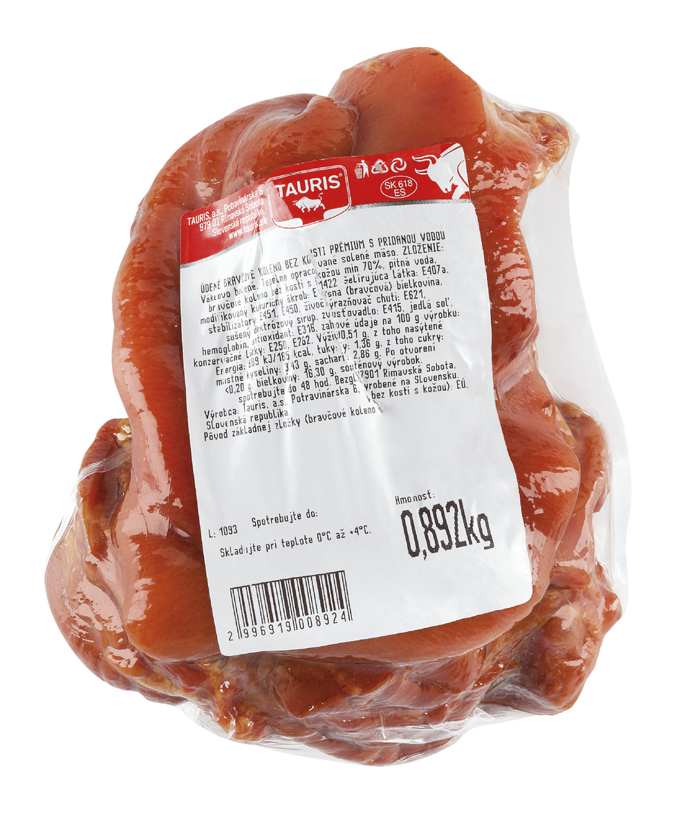 Bravčové koleno údené Premium bez kosti s kožou vákuové balenie chlad. váž. cca 900 g
