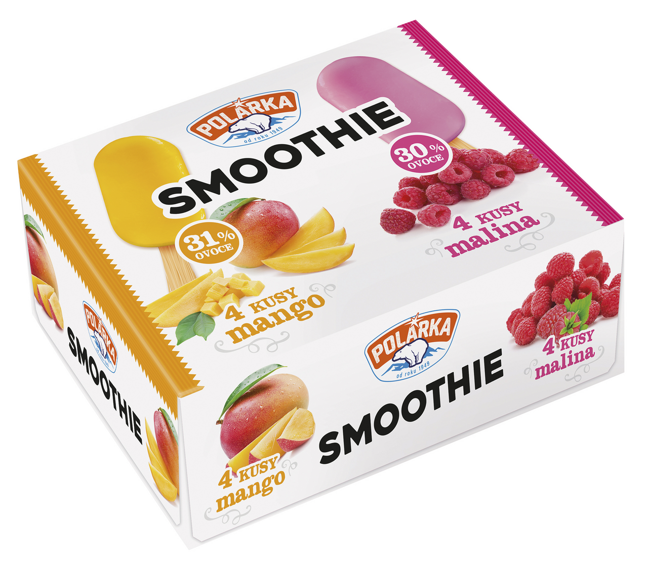 POLÁRKA Smoothie mango, malina mraz. 8 x 55 ml