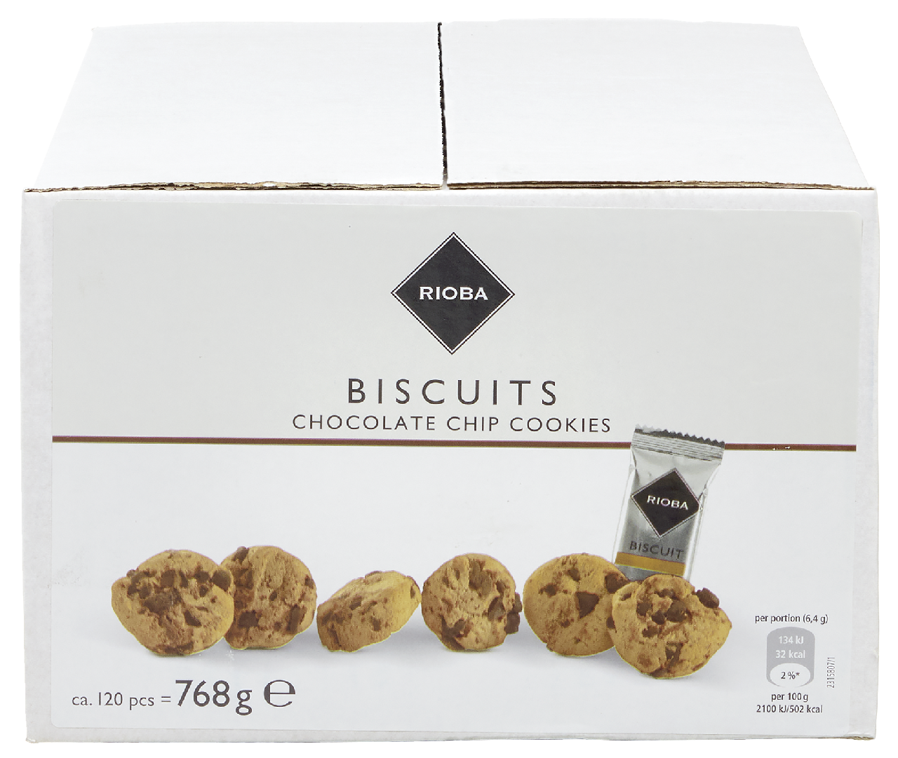 RIOBA Chocolate Chip Cookies (120 x 6,4 g) 768 g