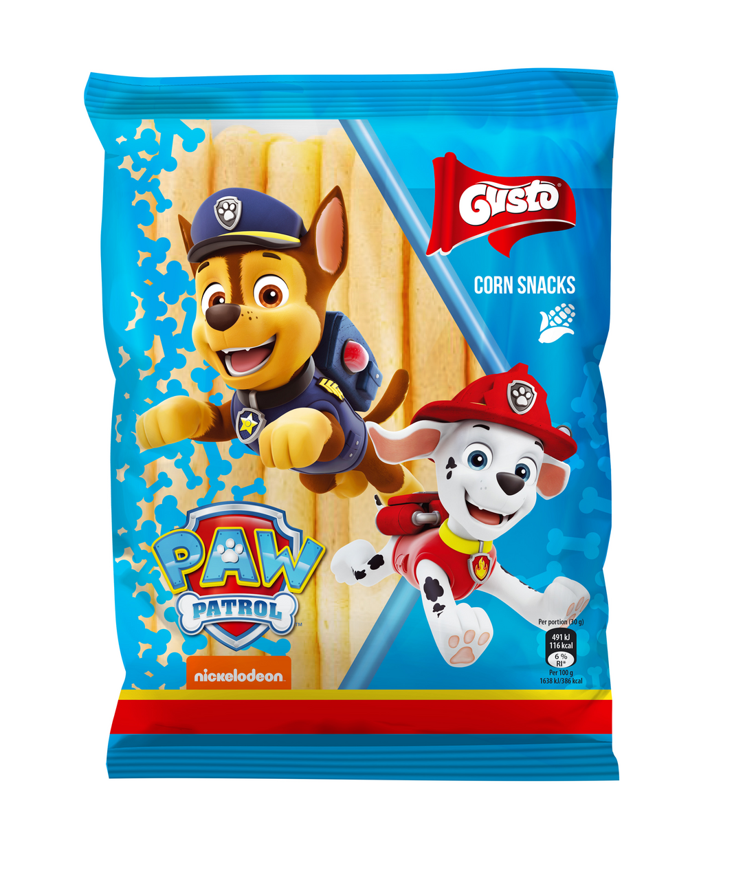 GUSTO Paw Patrol tyčinky kukuričné modré 60 g