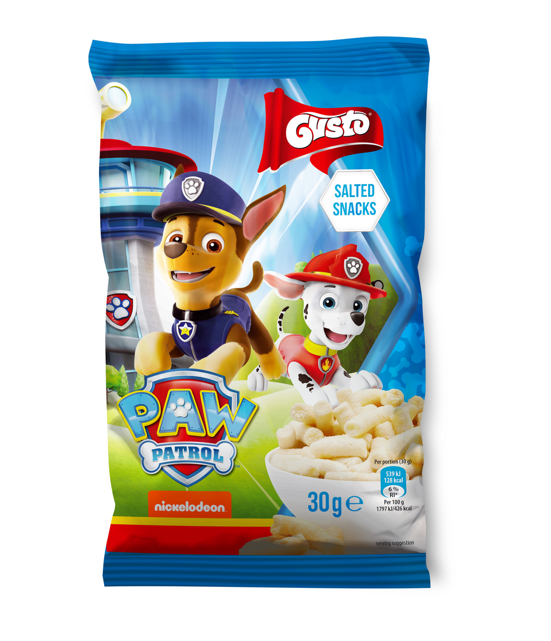 GUSTO Paw Patrol Chrumky kukuričné modré 30 g