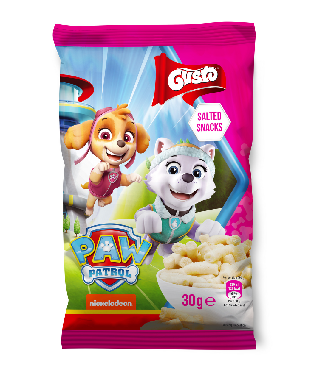 GUSTO Paw Patrol Chrumky kukuričné ružové 30 g