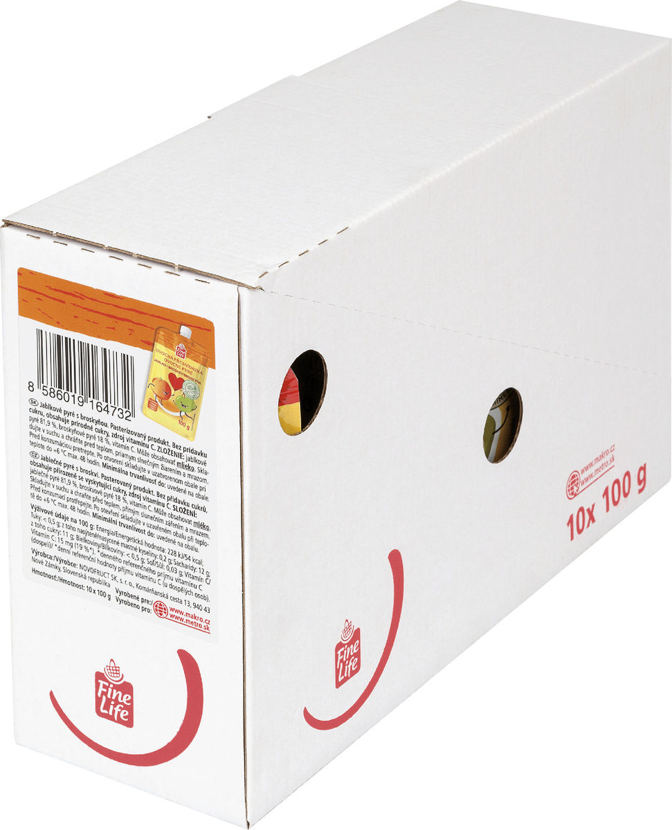 Fine Life Ovocné pyré jablko a broskyňa 10 x 100 g