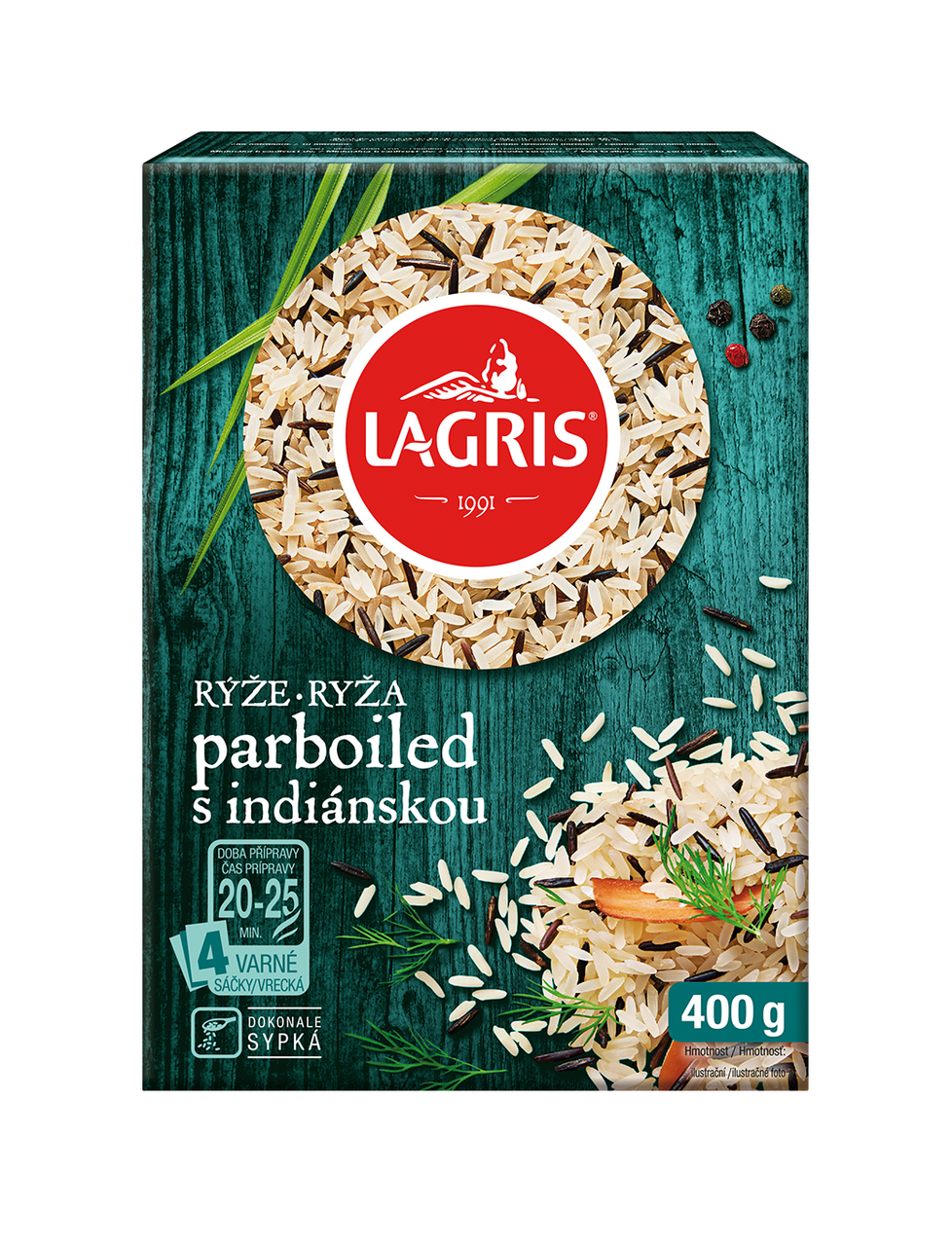 LAGRIS Ryža parboiled s indiánskou varné vrecká 400 g
