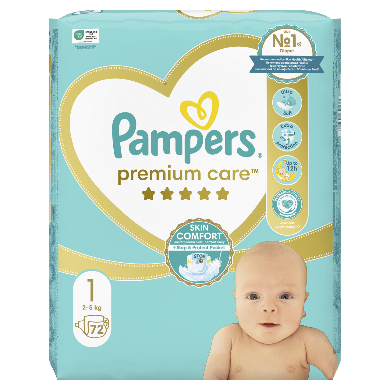 Pampers Premium Care S1 detské plienky 72 ks