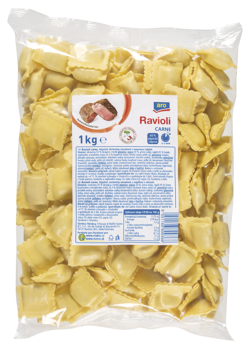 aro Ravioli s mäsovou náplňou chlad. 1 kg
