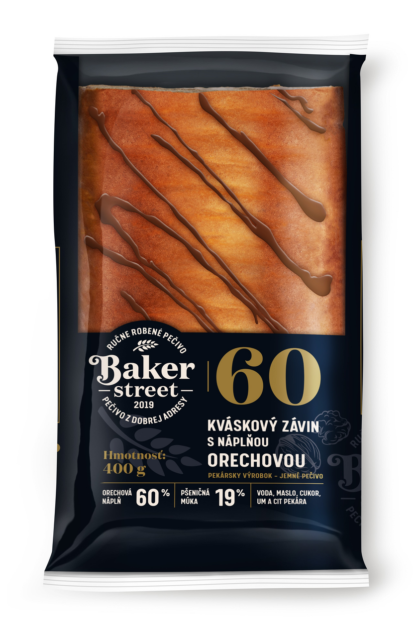 BAKER STREET Závin kváskový s orechovou náplňou balený 400 g