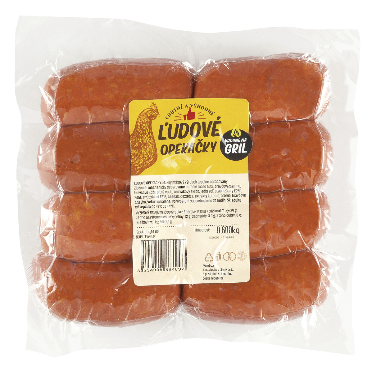 KOSTELECKÉ UZENINY Ľudové opekačky chlad. 600 g