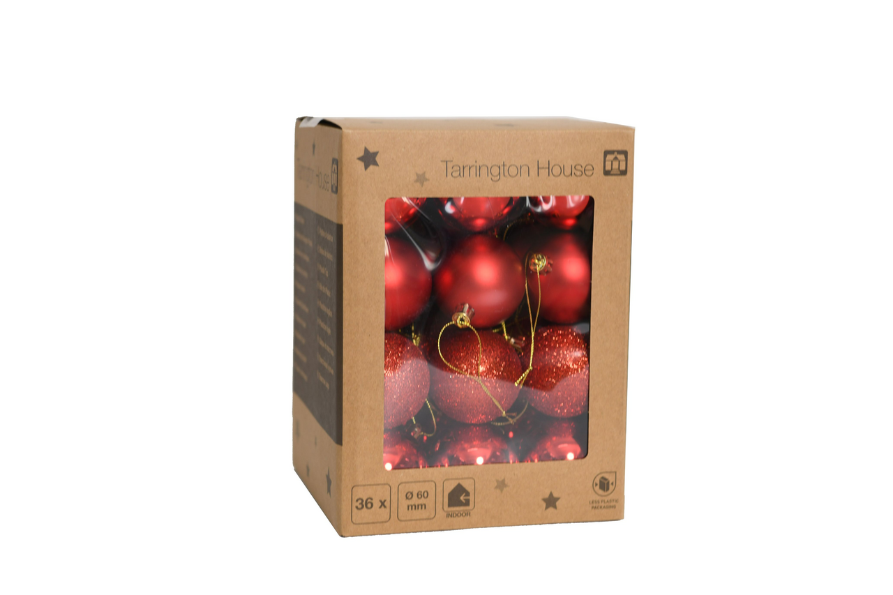 Tarrington House Vianočné gule 6 cm červené 36 ks