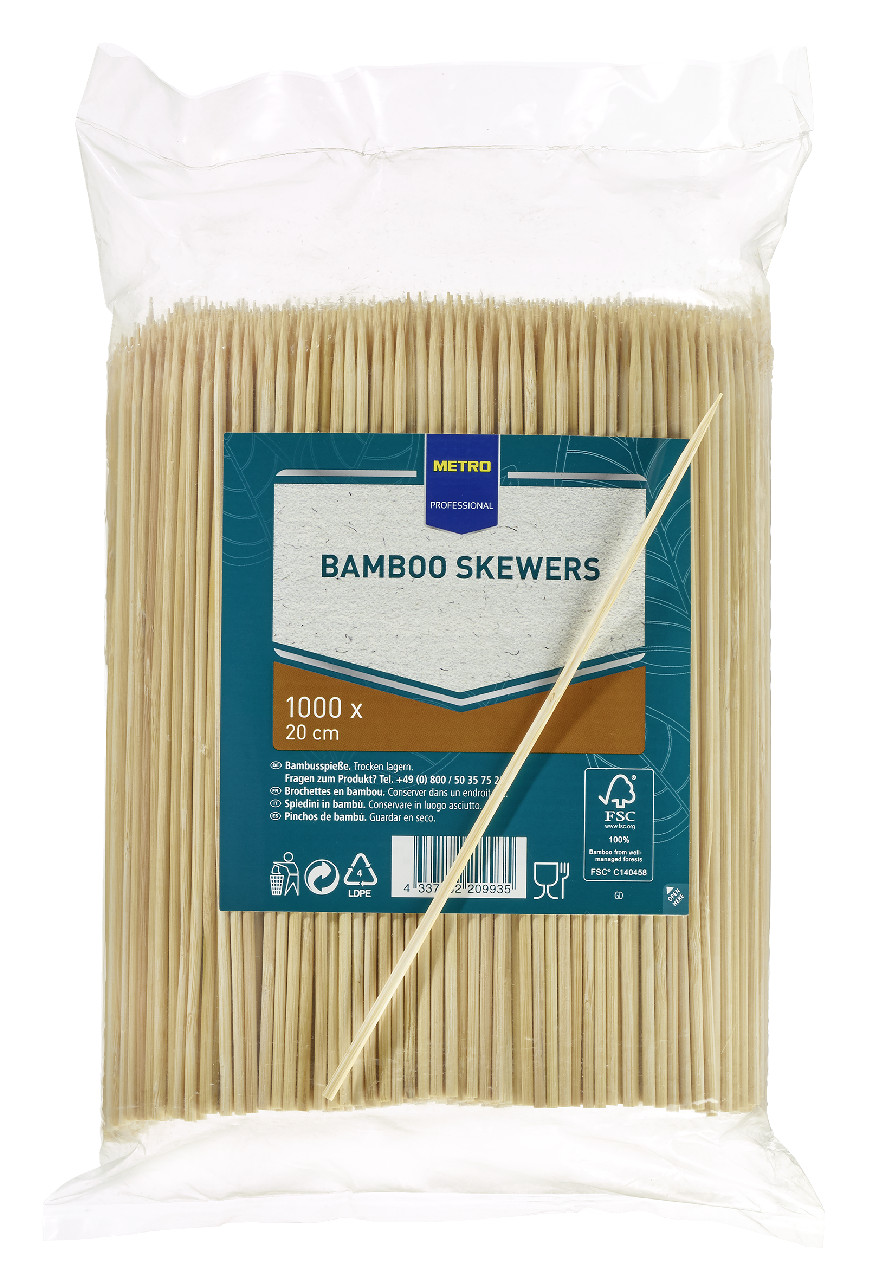 METRO PROFESSIONAL Špajle bambusové 3x200 mm 1000 ks