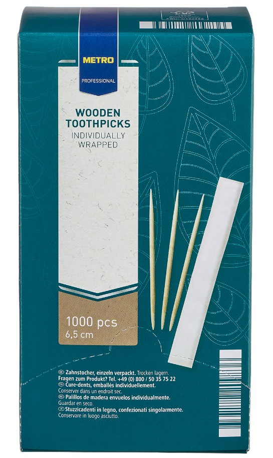 METRO PROFESSIONAL Špáradlá drevené balené 6,5 cm 1000 ks