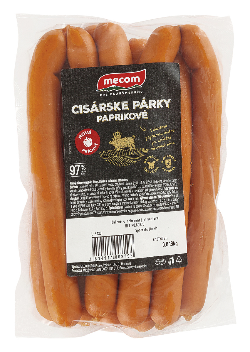 MECOM Cisárske párky paprikové chlad. váž. cca 800 g