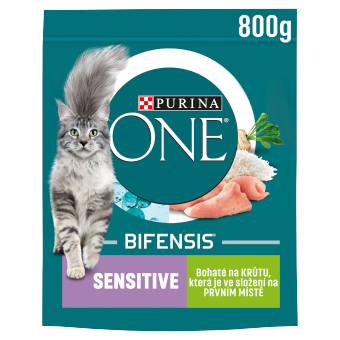 PURINA One Sensitive Granuly s morkou a ryžou 800 g
