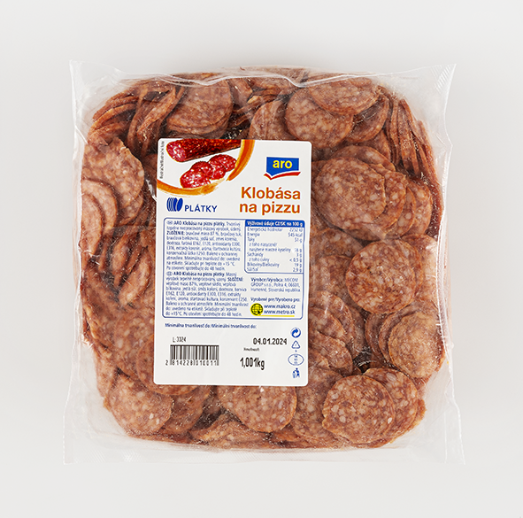 aro Klobása na pizzu plátky ochr.atmosféra chlad. váž. cca 1 kg
