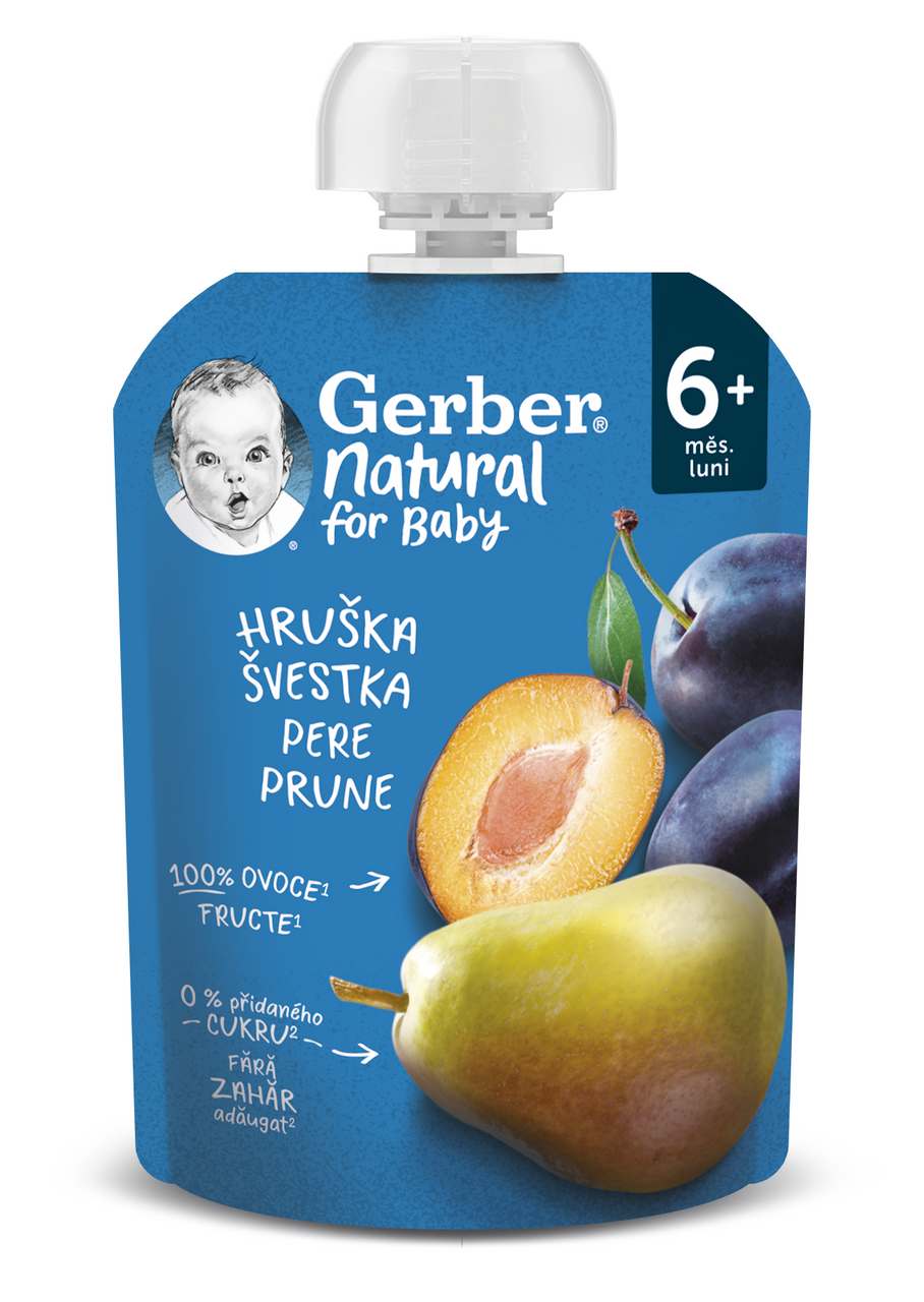 GERBER Natural Kapsička hruška a slivka 90 g