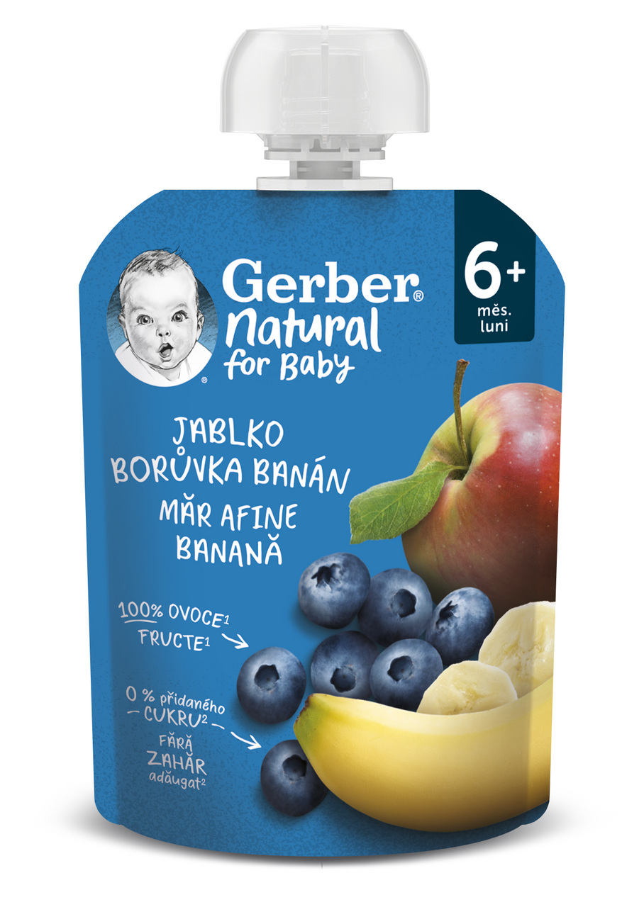 GERBER Natural Kapsička jablko, čučoriedka a banán 90 g