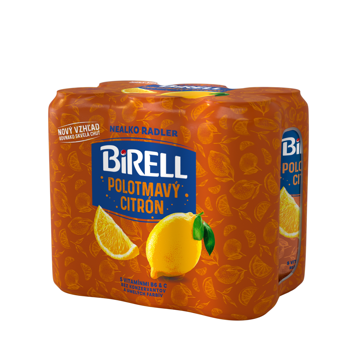 BIRELL Radler nealkoholický polotmavý citrón 6 x 500 ml vratná plechovka