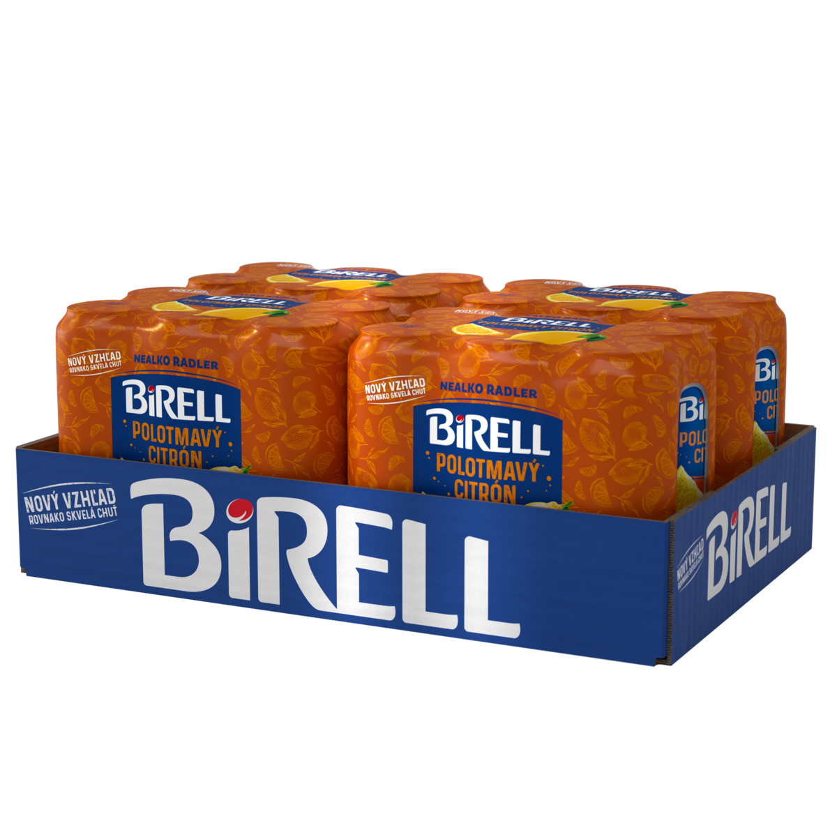 BIRELL Radler nealkoholický polotmavý citrón 24 x 500 ml vratná plechovka