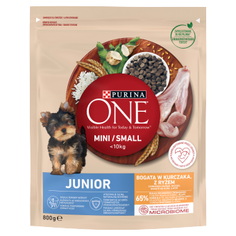 PURINA ONE Mini dog Junior granuly s kuraťom 800 g
